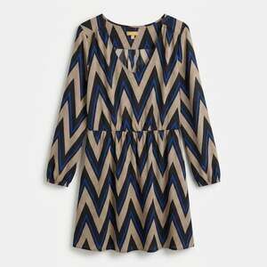 Takara Chevron Print Long Sleeve V-Neck Dress XL